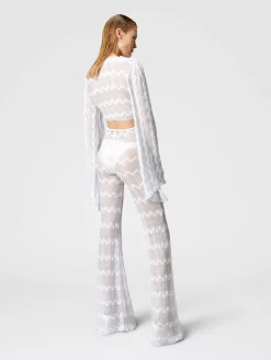 Pantaloni copricostume flare in viscosa zig zag lamé