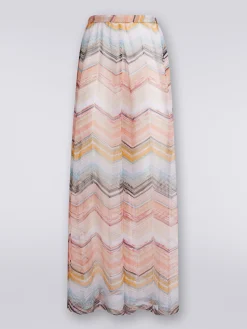 Pantaloni copricostume in misto viscosa zig zag con lurex