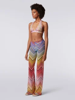 Pantaloni copricostume in tulle stampa zig zag