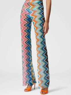 Pantaloni copricostume in tulle stampa zig zag