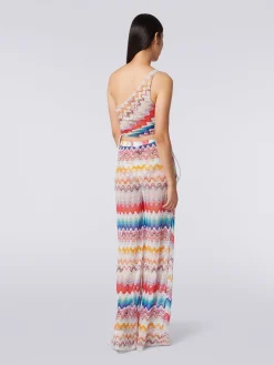 Pantaloni copricostume motivo onda con lurex