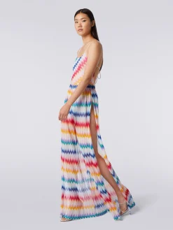 Pantaloni copricostume zig zag con lurex