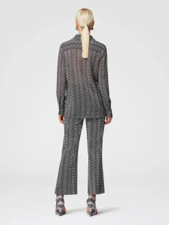 Pantaloni crop con motivo zig zag lamé