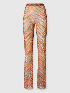 Pantaloni dritti in tulle stampato