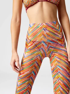 Pantaloni dritti in tulle stampato