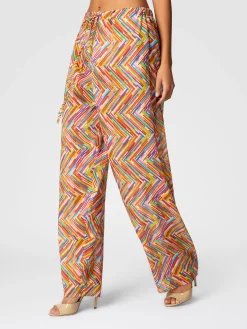 Pantaloni in misto cotone e seta stampato con coulisse
