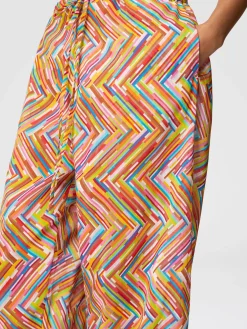Pantaloni in misto cotone e seta stampato con coulisse