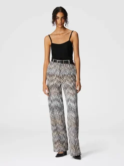 Pantaloni in viscosa e lana lamé