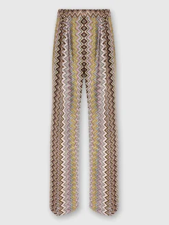 Pantaloni in viscosa zig zag con pinces