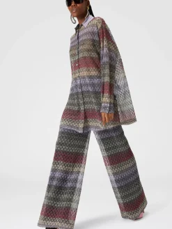 Pantapalazzo con motivo pizzo lamé