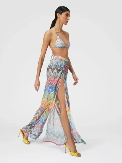 Pantapalazzo con stampa zig zag e lurex