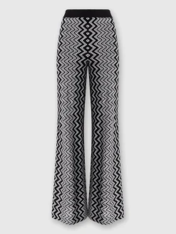 Pantapalazzo in lana e viscosa zig zag