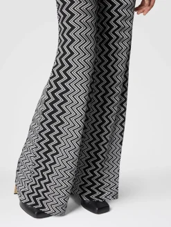 Pantapalazzo in lana e viscosa zig zag