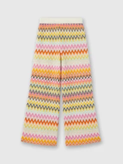 Pantapalazzo in maglia di lana zig zag