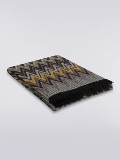 Plaid Chen 140x200 cm in misto lana zig zag con paillettes