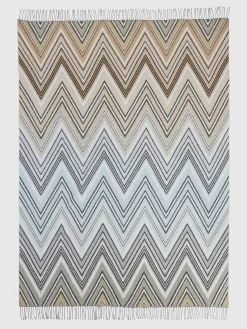 Plaid 130x190 cm in misto lana chevron con frange
