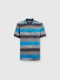 Polo in jersey di cotone a righe sfumate