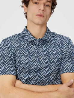 Polo in jersey di cotone jacquard zig zag