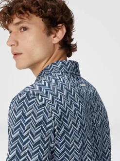 Polo in jersey di cotone jacquard zig zag