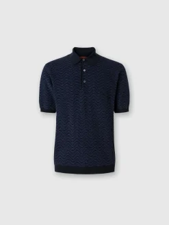 Polo in lana vergine e viscosa con motivo onda