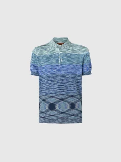Polo in maglia di cotone fiammato dégradé