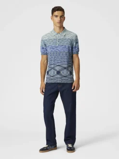 Polo in maglia di cotone fiammato dégradé