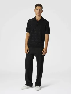 Polo in maglia di misto cotone e viscosa zig zag