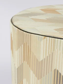 Pouf cilindrico Betulla 40x30 cm con motivo chevron e righe