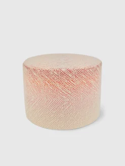 Pouf cilindrico Brouges 40x30 cm chevron con dettagli bouclé