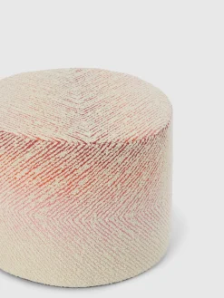 Pouf cilindrico Brouges 40x30 cm chevron con dettagli bouclé