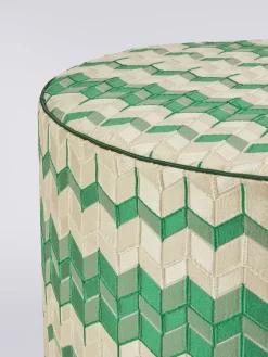 Pouf cilindrico Tread 40x30 cm chevron effetto 3D