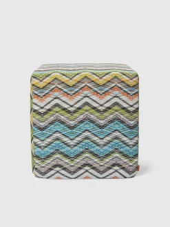 Pouf cubico Carioca 40x40x40 cm in misto cotone chevron