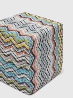 Pouf cubico Carioca 40x40x40 cm in misto cotone chevron