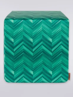 Pouf cubico Layers 40x40x40 cm in rasatello di cotone chevron