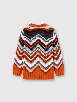 Pullover girocollo in misto cotone e lana