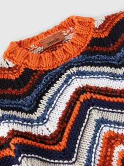 Pullover girocollo in misto cotone e lana