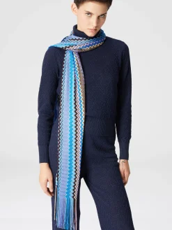 Sciarpa in viscosa zig zag con frange
