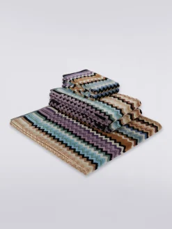 Set 5 pezzi di asciugamani da bagno Adam in spugna di cotone chevron