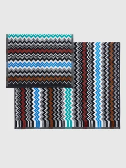 Set 2 pezzi di asciugamani da bagno Neoclassic in spugna di cotone zig zag