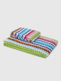 Set 2 pezzi di asciugamani da bagno Riverbero in spugna di cotone zig zag