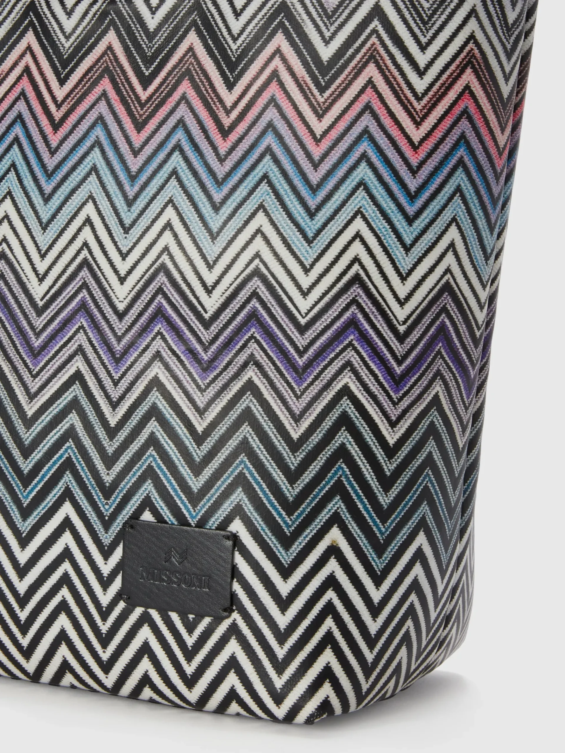 Shopper in cotone zig zag con doppi manici