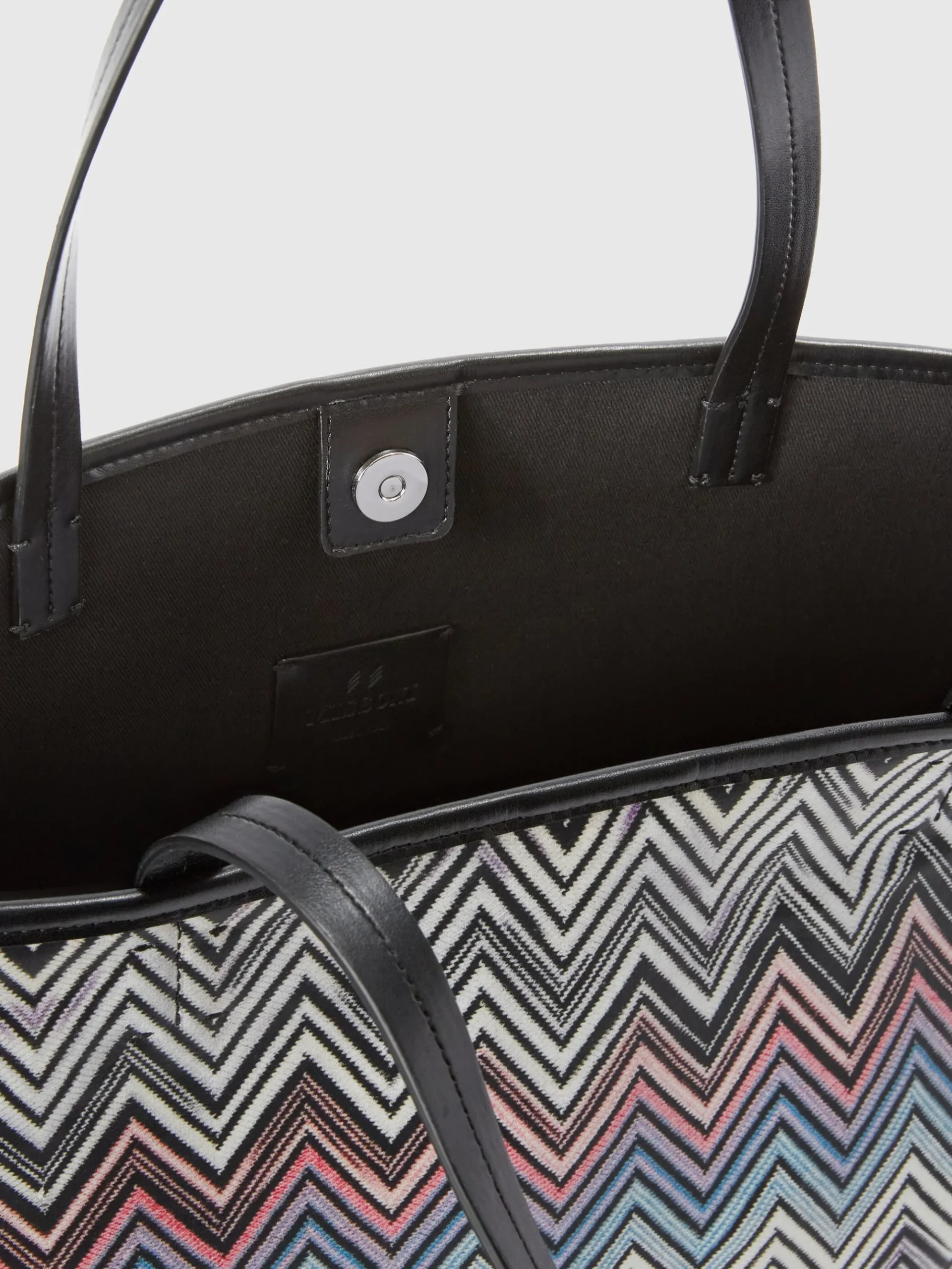 Shopper in cotone zig zag con doppi manici