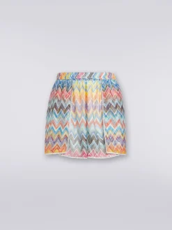 Shorts copricostume con stampa zig zag e lurex