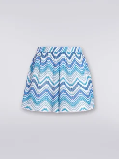 Shorts copricostume in viscosa e lurex chevron