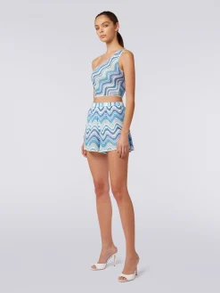 Shorts copricostume in viscosa e lurex chevron