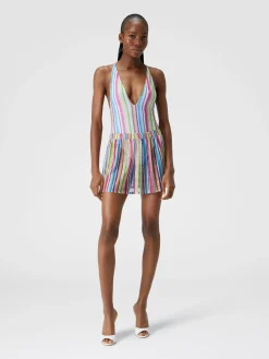 Shorts copricostume stampa zig zag
