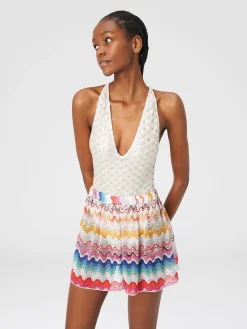 Shorts in maglia di misto viscosa traforata con lurex