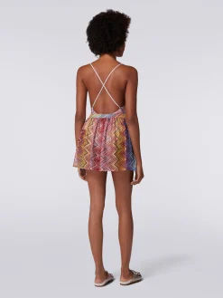 Shorts mare in tessuto stampa zig zag