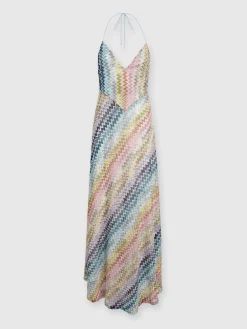 Slip dress con laccetto sul collo e applicazioni in perle