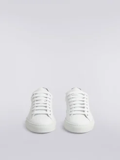 Sneakers in pelle con dettagli in maglia chevron